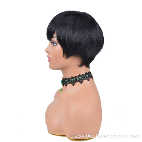 100 Percent Human Hair Full Machine Made Wigs For Women Brazilian Short Pixie Cut Wigs Human Hair